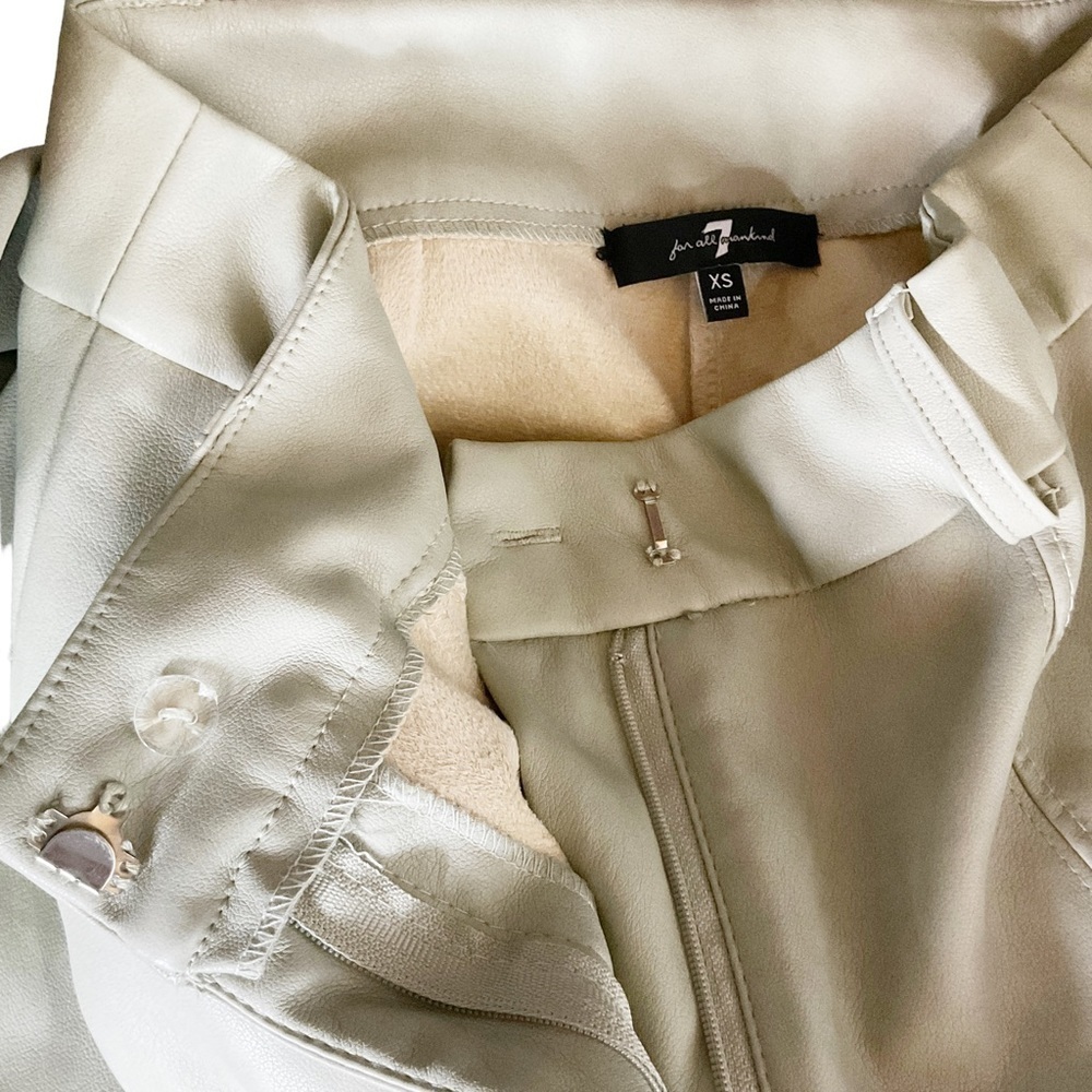 Zara Faux Leather Pants High Rise Wide Leg Ankle Crop Light Sage Sz XS - Picture 10 of 12